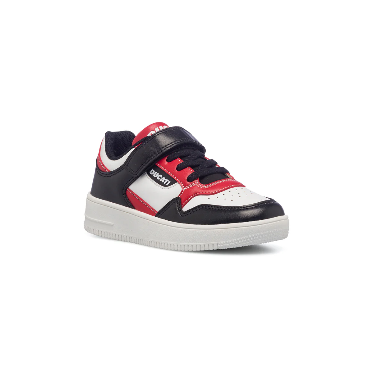 Sneakers bianche, rosse e nere da bambino con logo laterale Ducati - Image 2