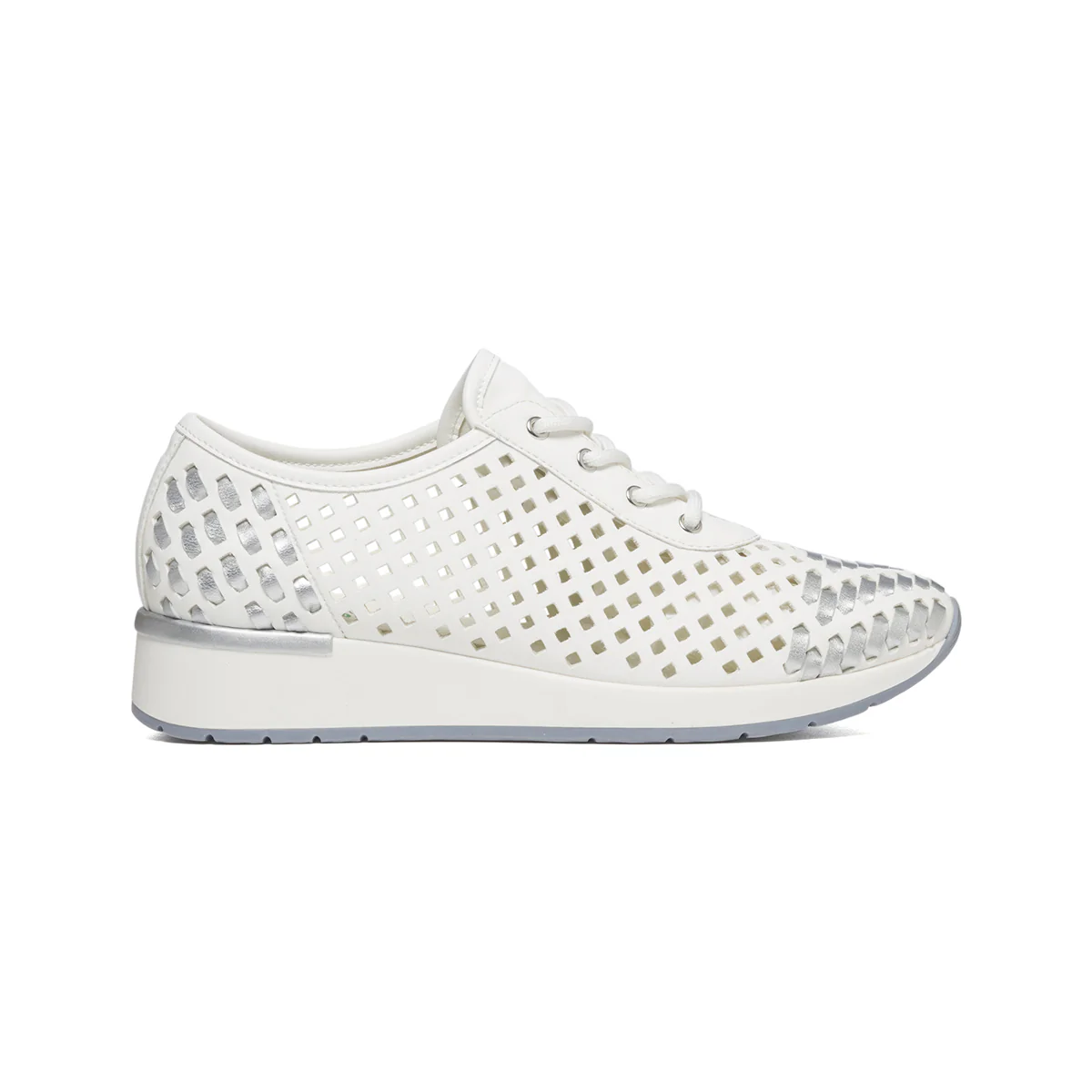 Sneakers bianche traforate con dettagli argento P Eco Friendly - Image 2