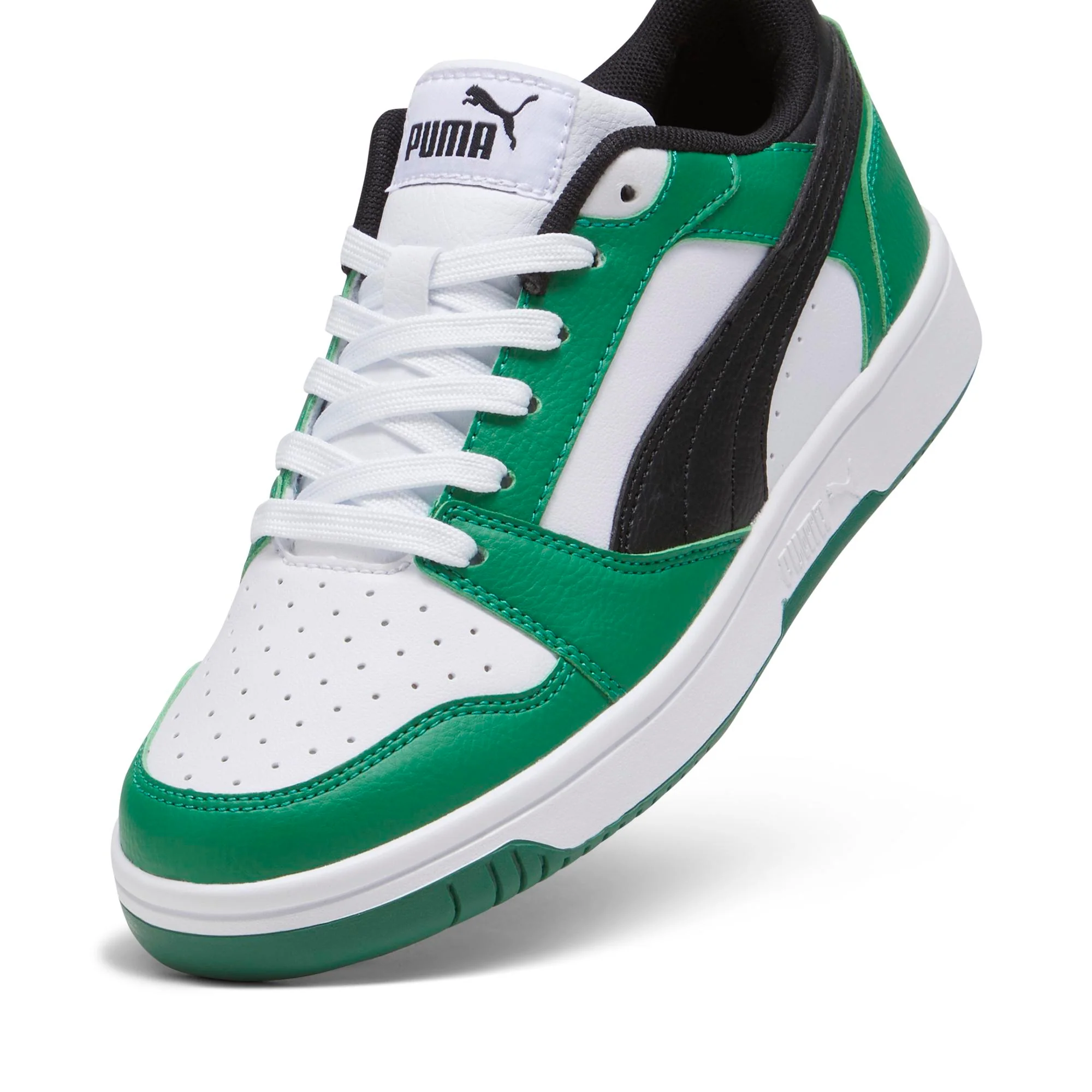 Sneakers bianche, verdi e nere da ragazzo Puma Rebound V6 Lo Jr - Image 6