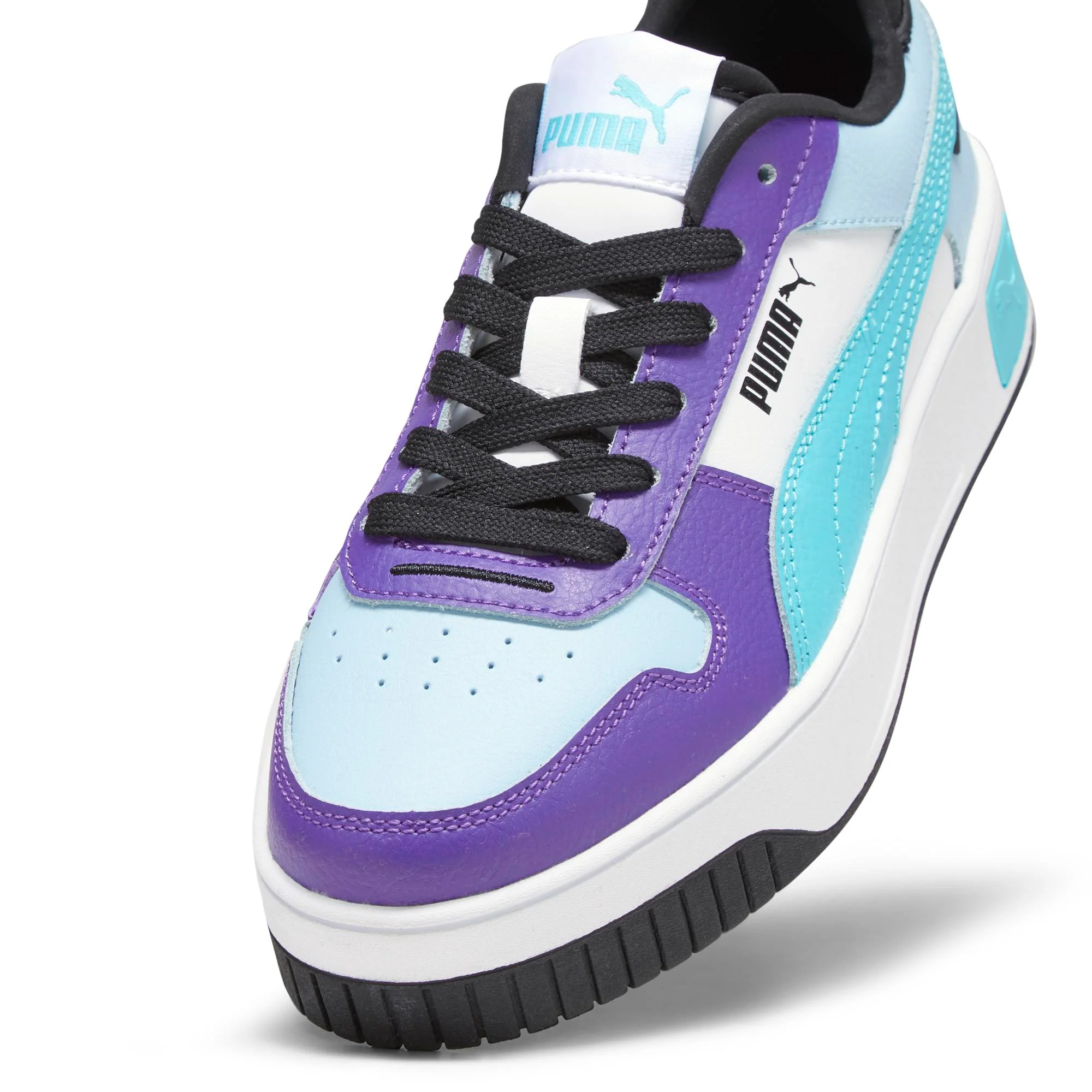 Sneakers bianche, viola e azzurre da ragazza con maxi-suola Puma Carina Street Jr - Image 5