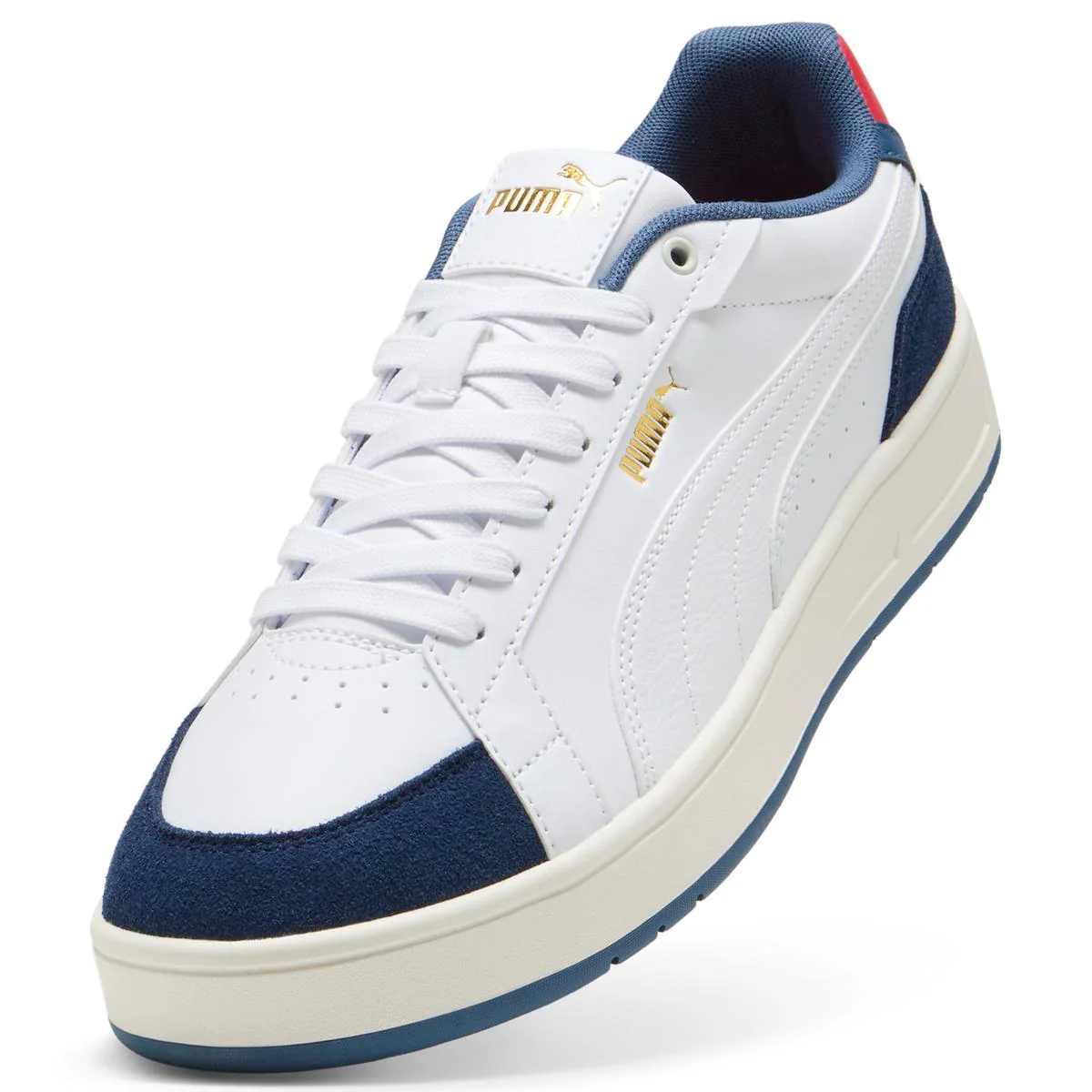 Sneakers bianco con inserti effetto scamosciato blu da Uomo Puma Court - Image 6