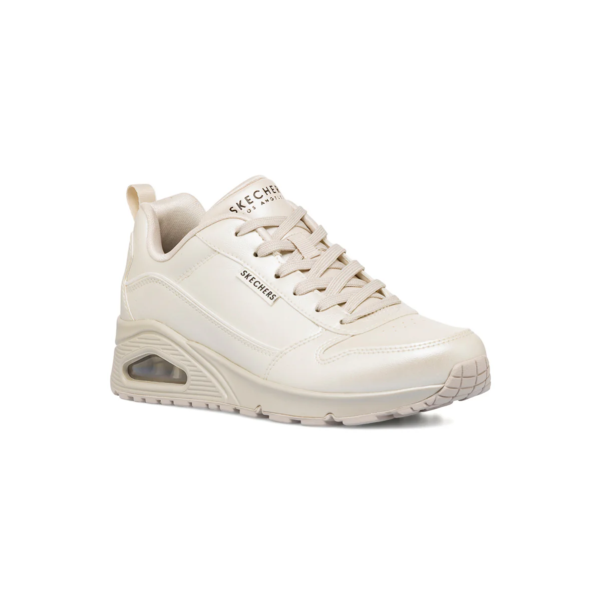 Sneakers bianco effetto perlato da donna con suola ad aria Skechers Uno - Image 2