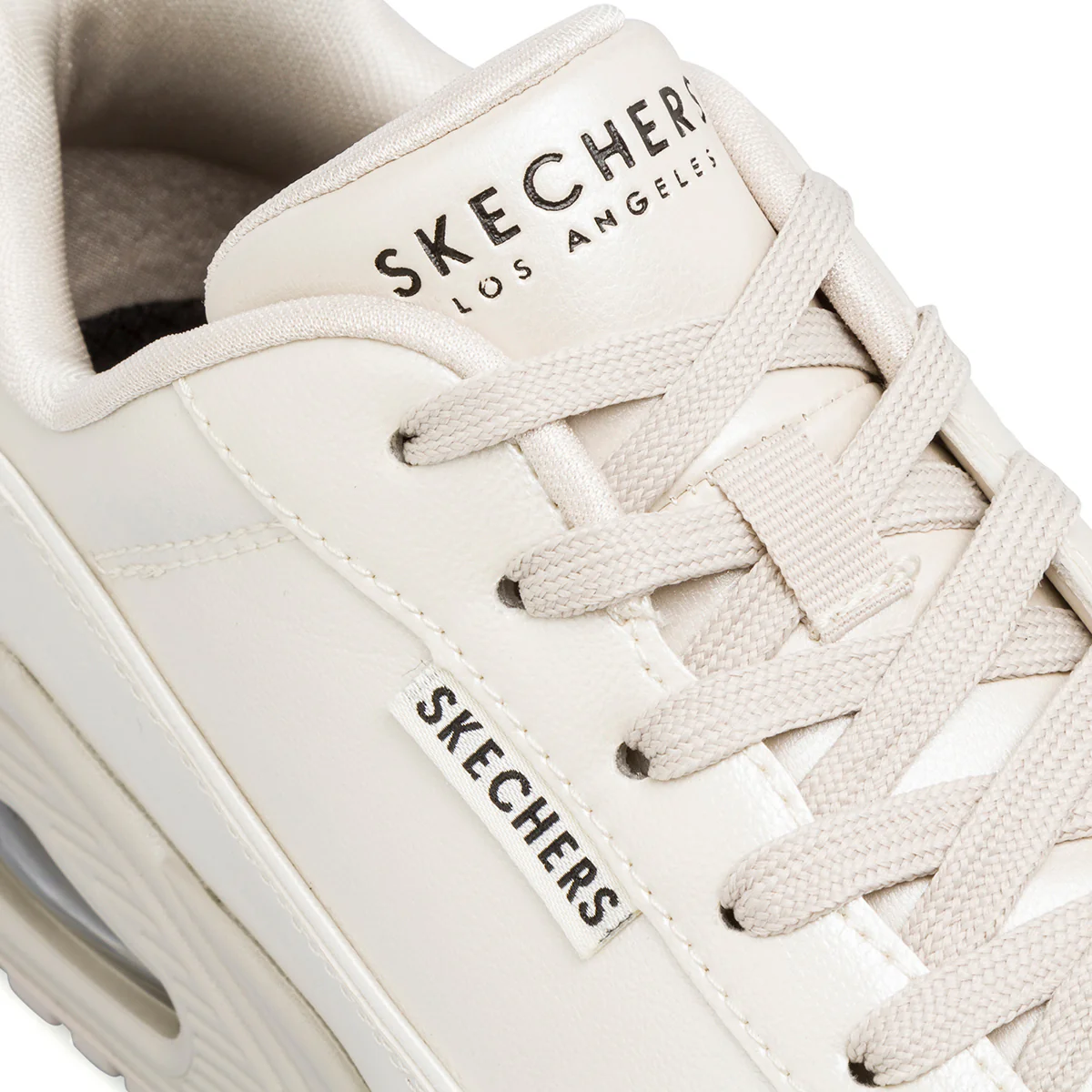 Sneakers bianco effetto perlato da donna con suola ad aria Skechers Uno - Image 5