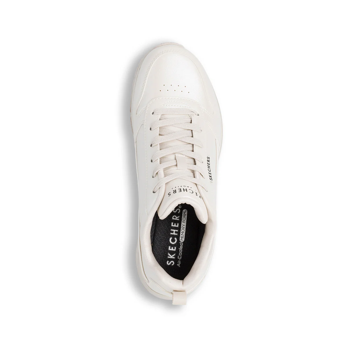 Sneakers bianco effetto perlato da donna con suola ad aria Skechers Uno - Image 6