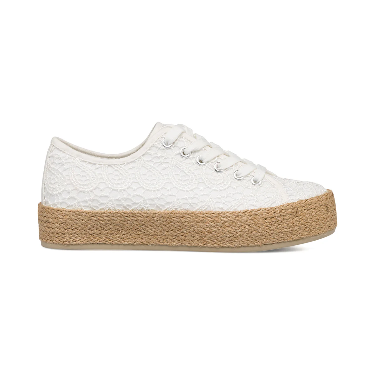 Sneakers bianco off-white da donna con suola in rafia Lora Ferres