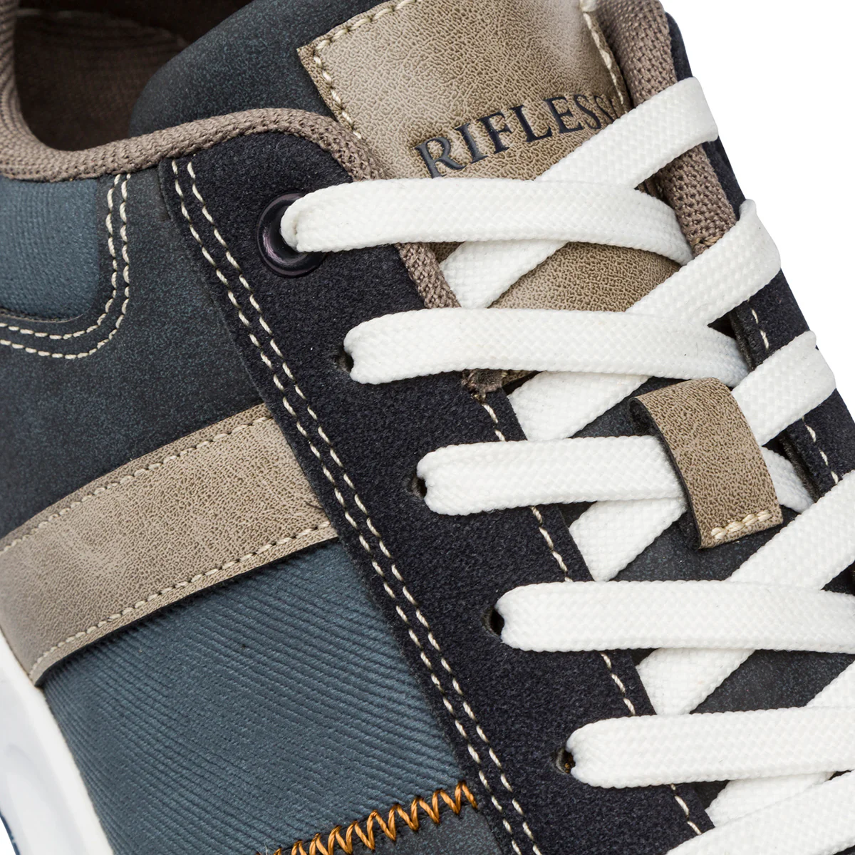 Sneakers bicolore blu e taupe da Uomo con logo Riflessi Urbani - Image 4