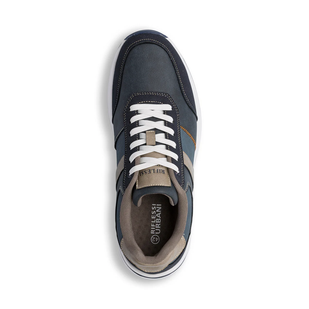 Sneakers bicolore blu e taupe da Uomo con logo Riflessi Urbani - Image 5