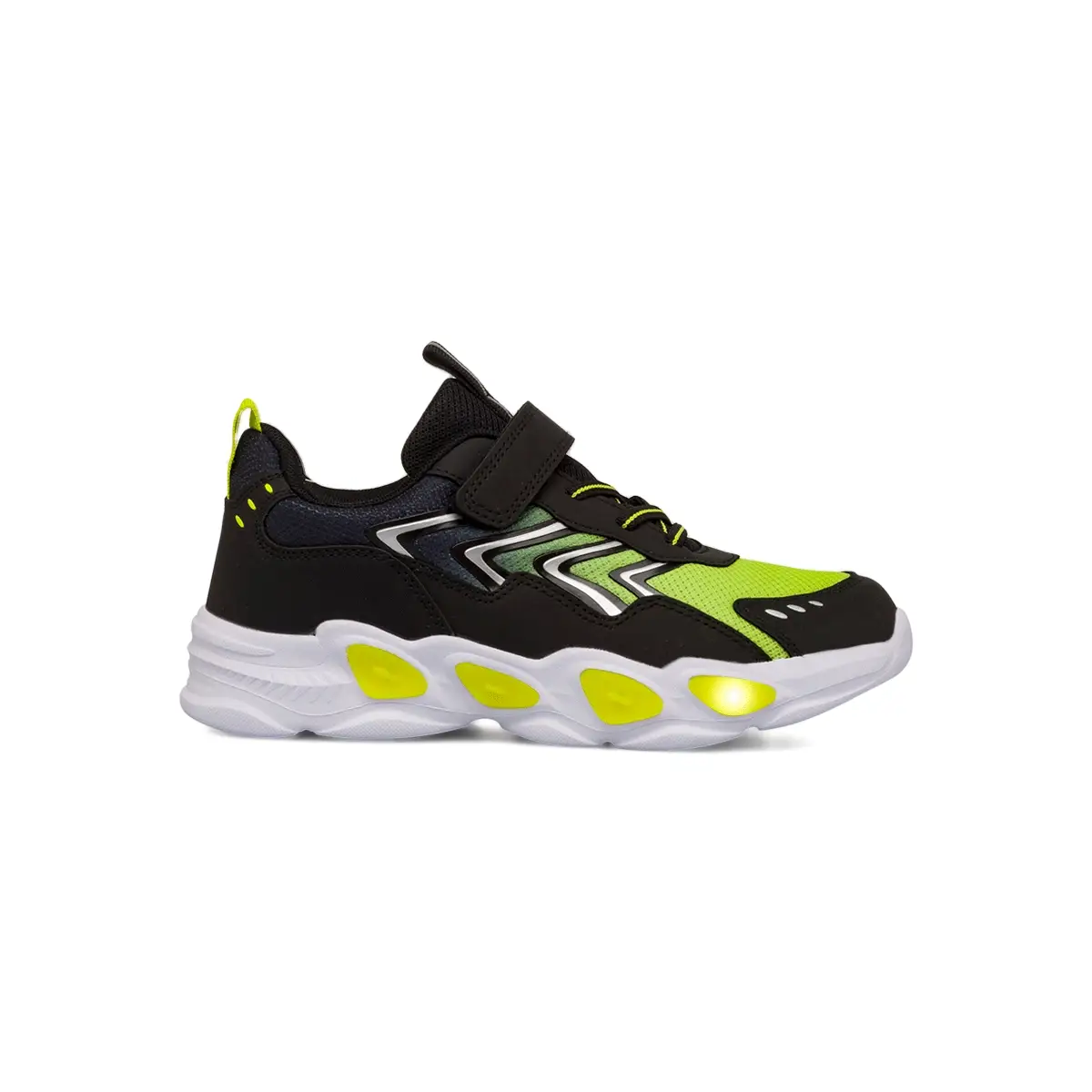 Sneakers bicolore nero e giallo lime con Luci da Bambino Space Boy