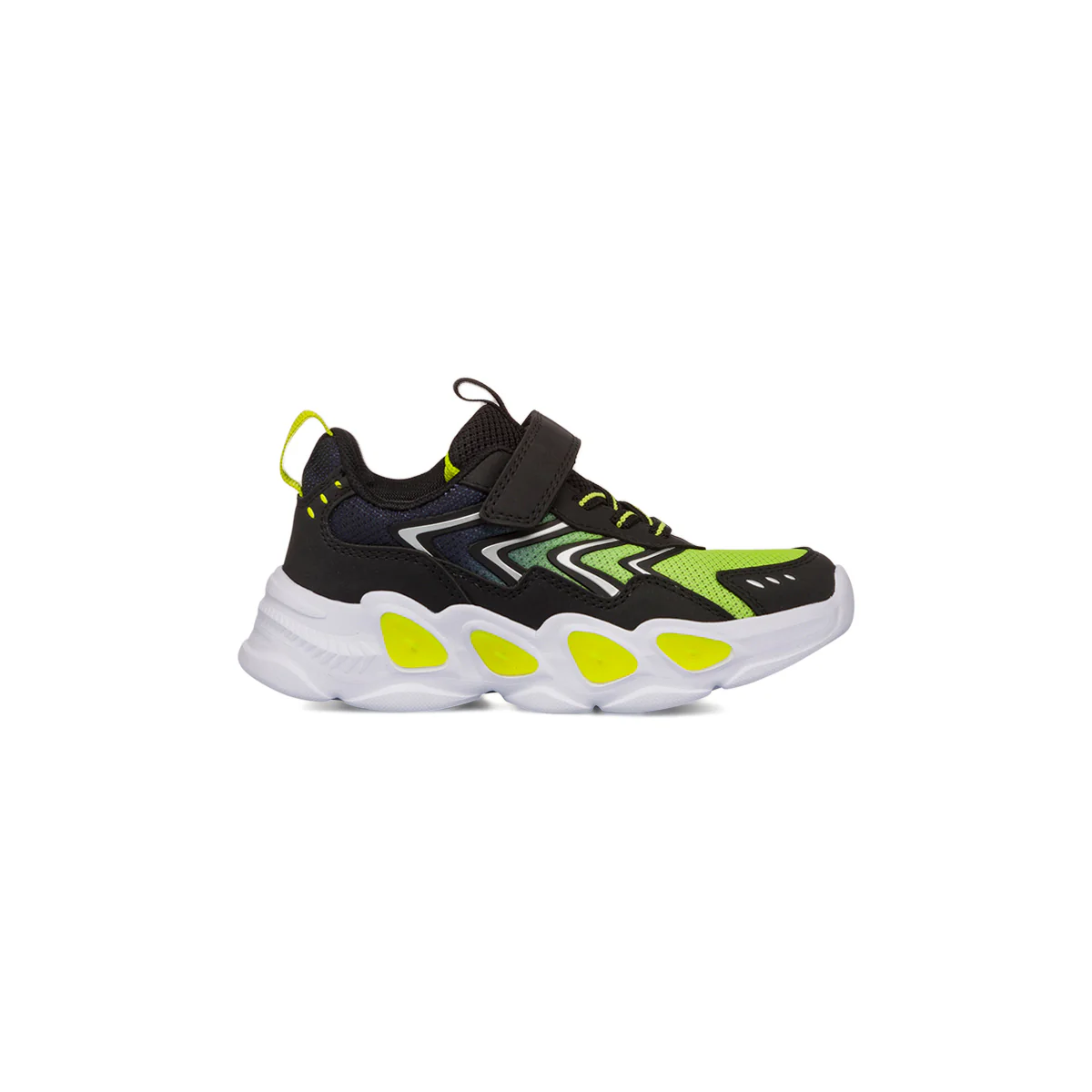 Sneakers bicolore nero e giallo lime con Luci da Bambino Space Boy - Image 2