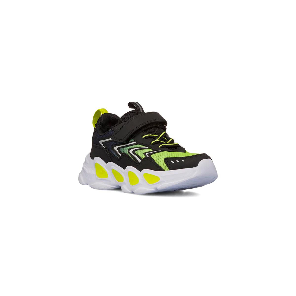 Sneakers bicolore nero e giallo lime con Luci da Bambino Space Boy - Image 3