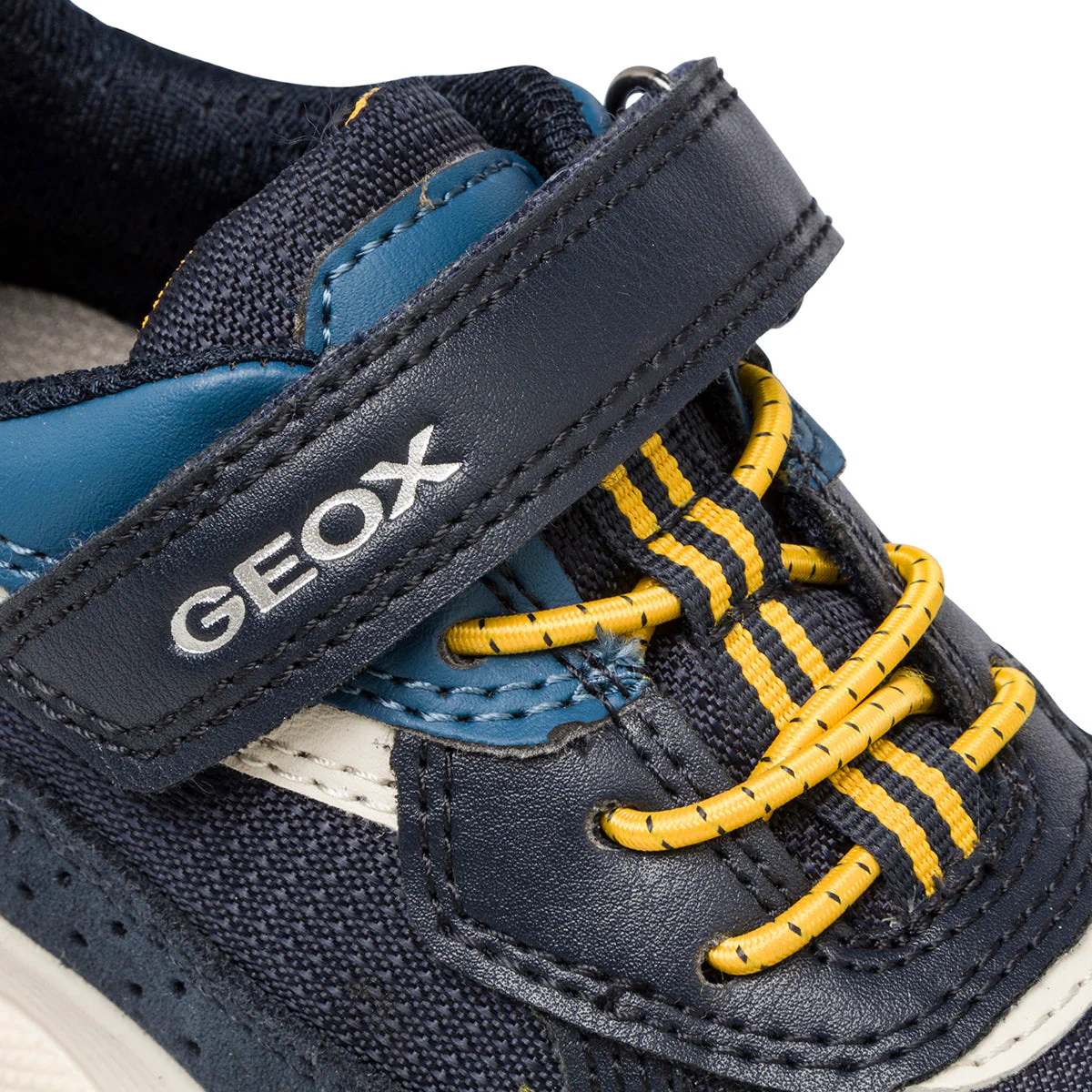Sneakers blu da bambino con dettagli bianchi e gialli Geox Rooner - Image 5