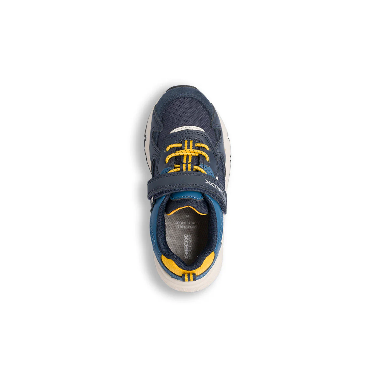 Sneakers blu da bambino con dettagli bianchi e gialli Geox Rooner - Image 6