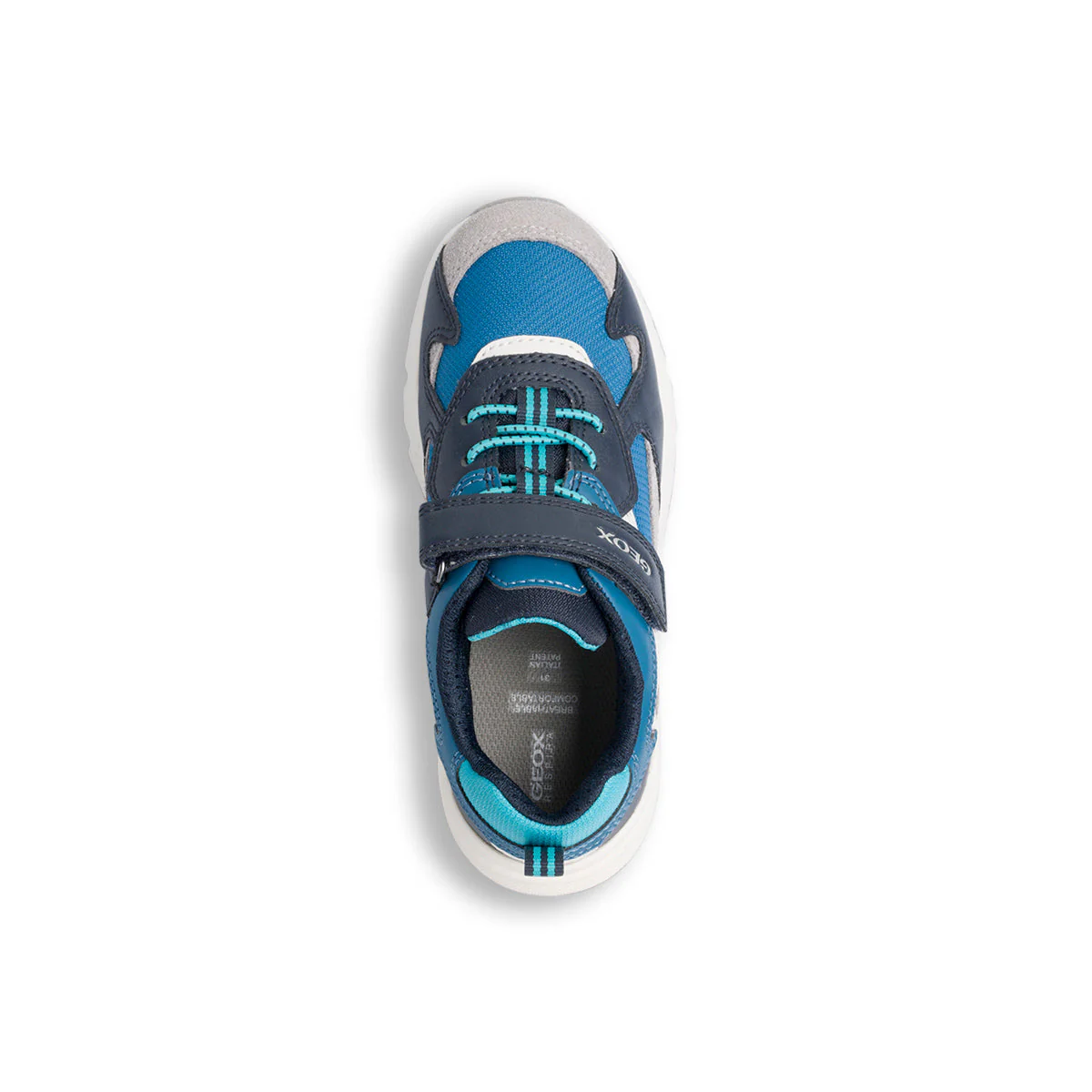 Sneakers blu da bambino con dettagli grigi e azzurri Geox Rooner - Image 6