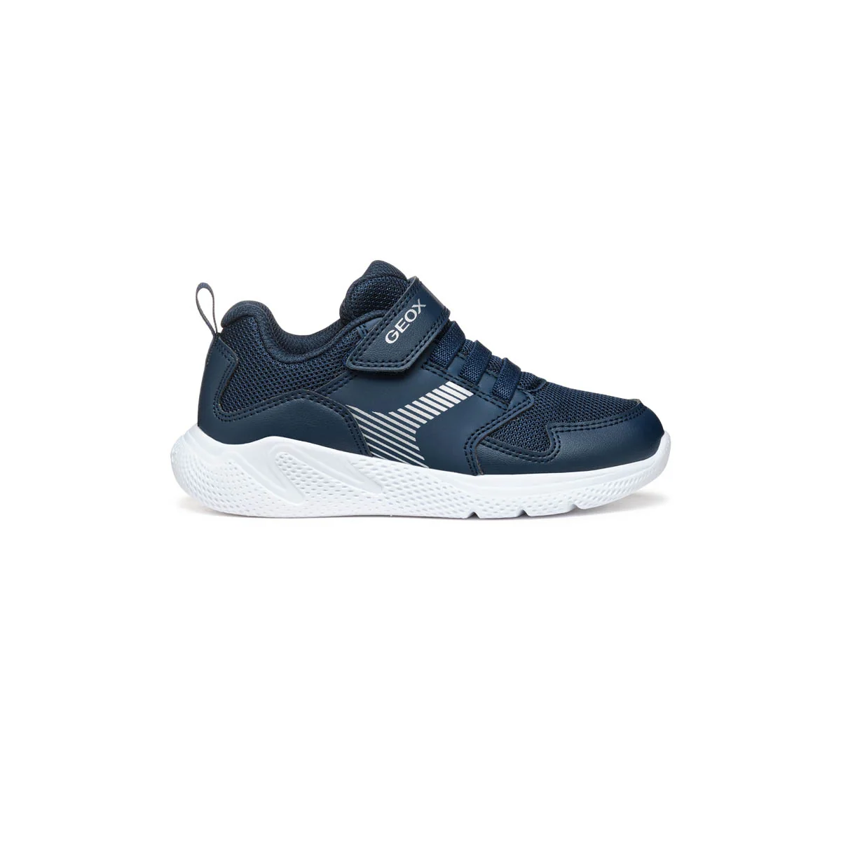 Sneakers blu da Bambino con dettaglio argento e suola traspirante Geox