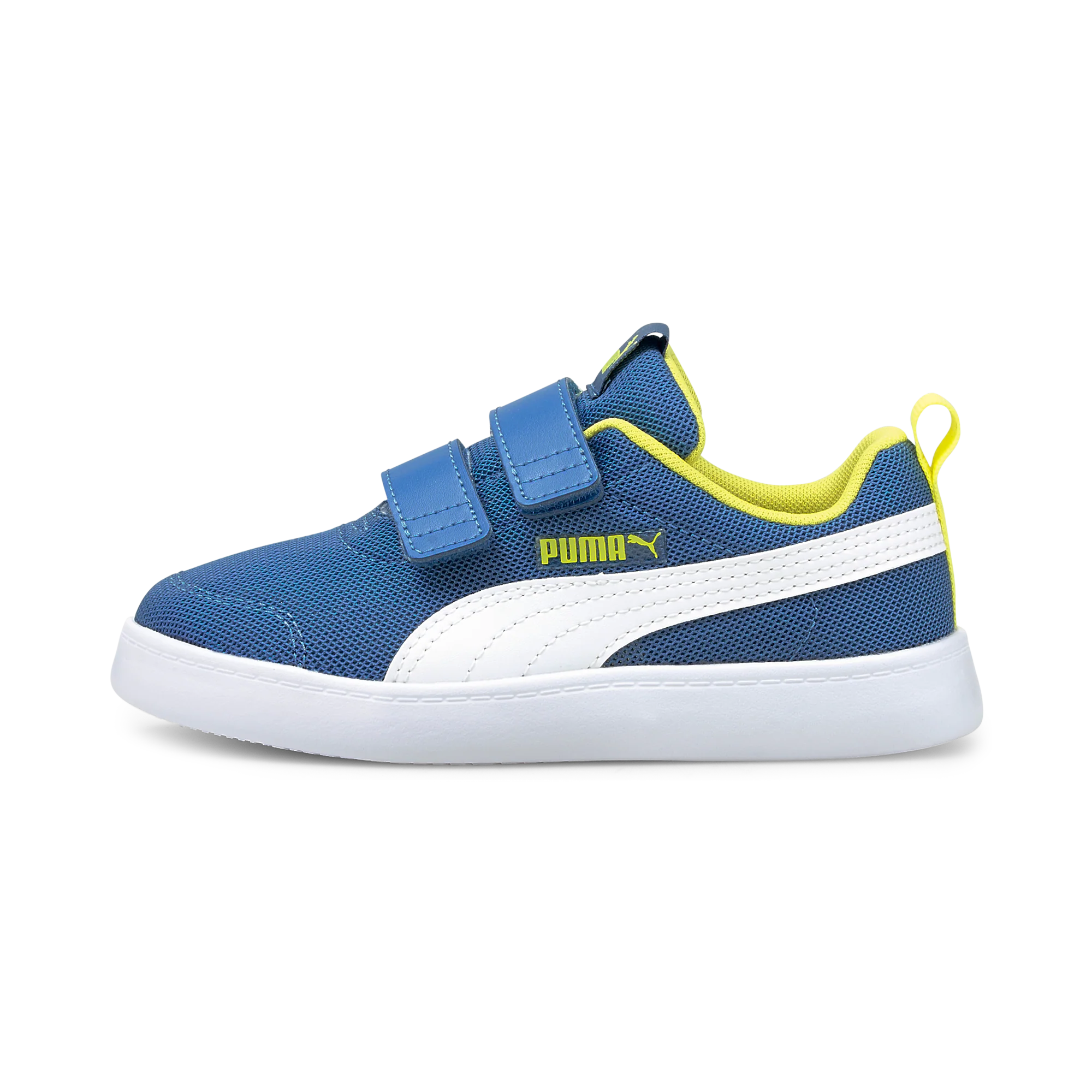 Sneakers blu da bambino con doppio velcro Puma Courtflex v2 Mesh V PS - Image 3