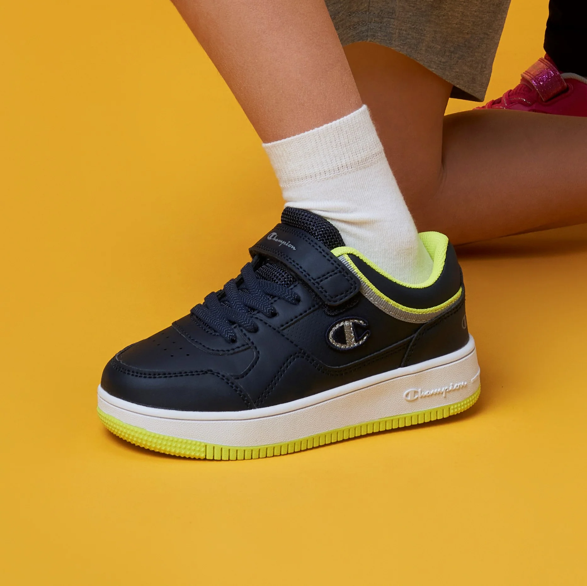 Sneakers blu da bambino con logo laterale Champion Rebound Low B PS