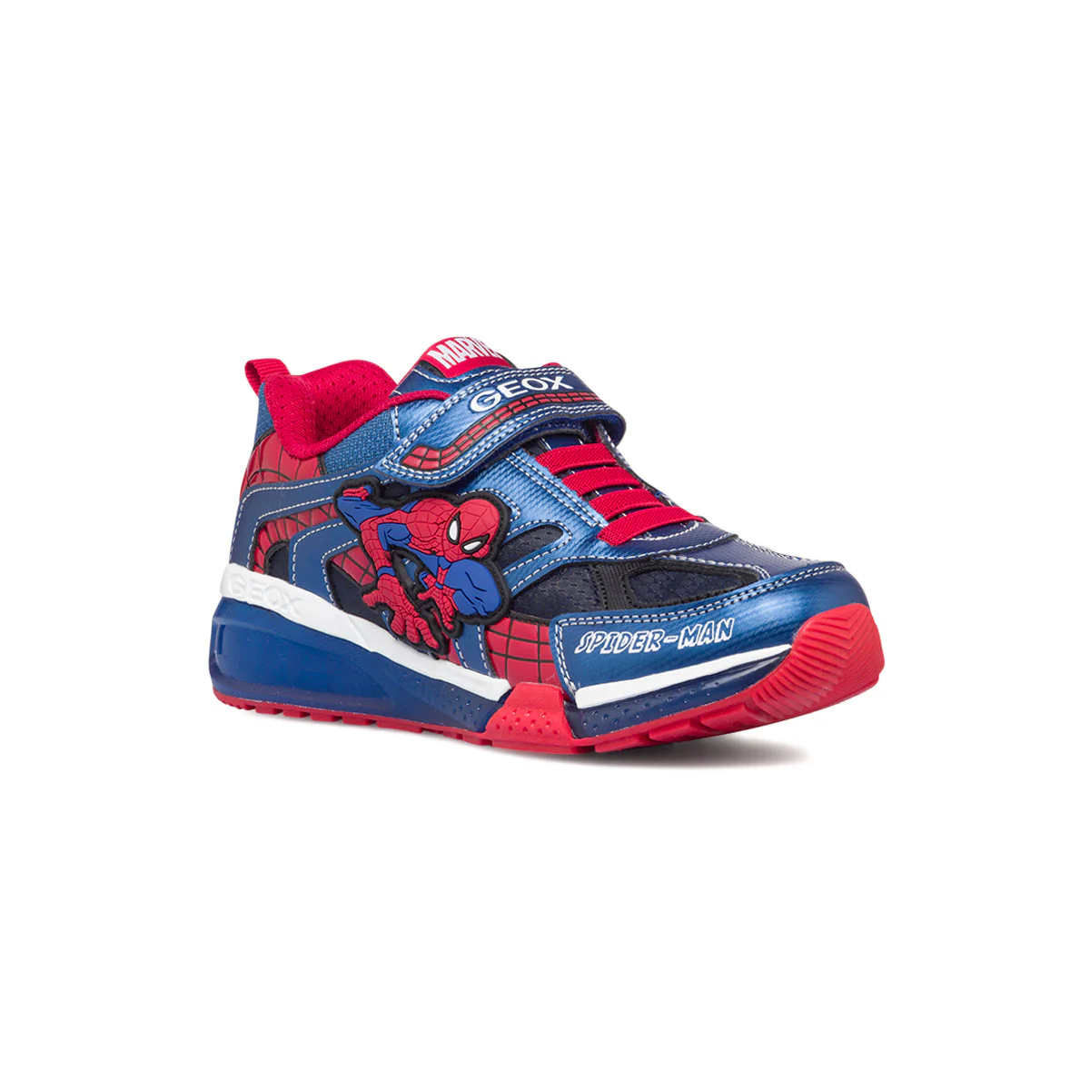 Sneakers blu da bambino con luci nella suola e stampa Spiderman Geox Bayonic - Image 2