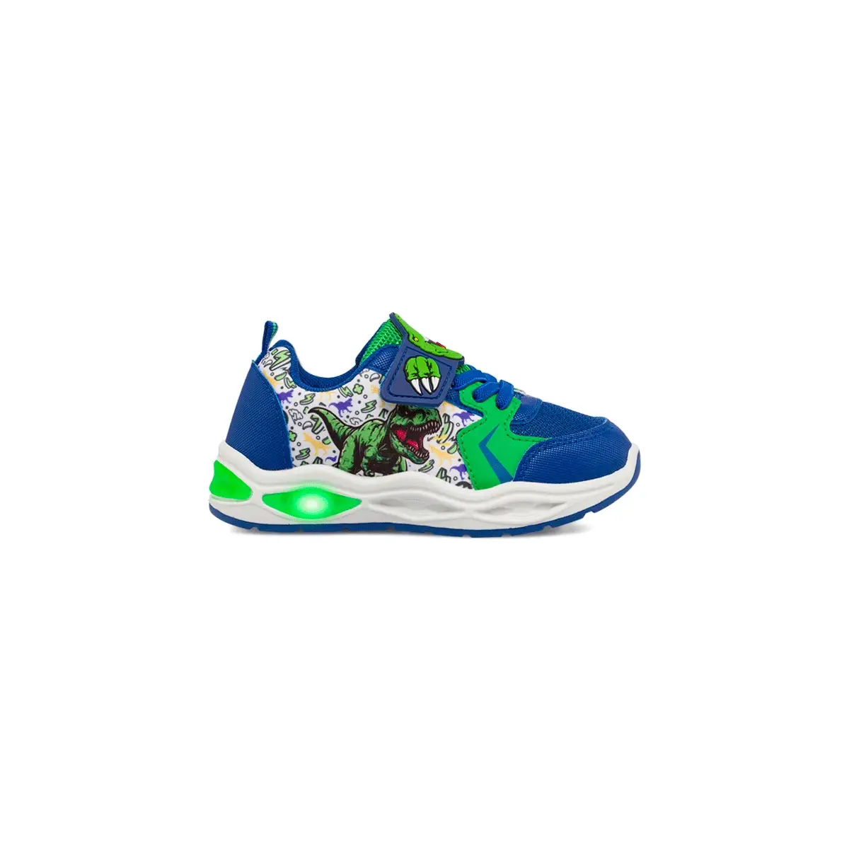 Sneakers blu da Bambino con luci nella suola e stampe Dinosauri