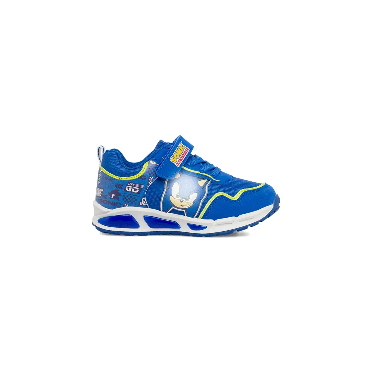 Sneakers blu da Bambino con luci nella suola e strappo Sonic