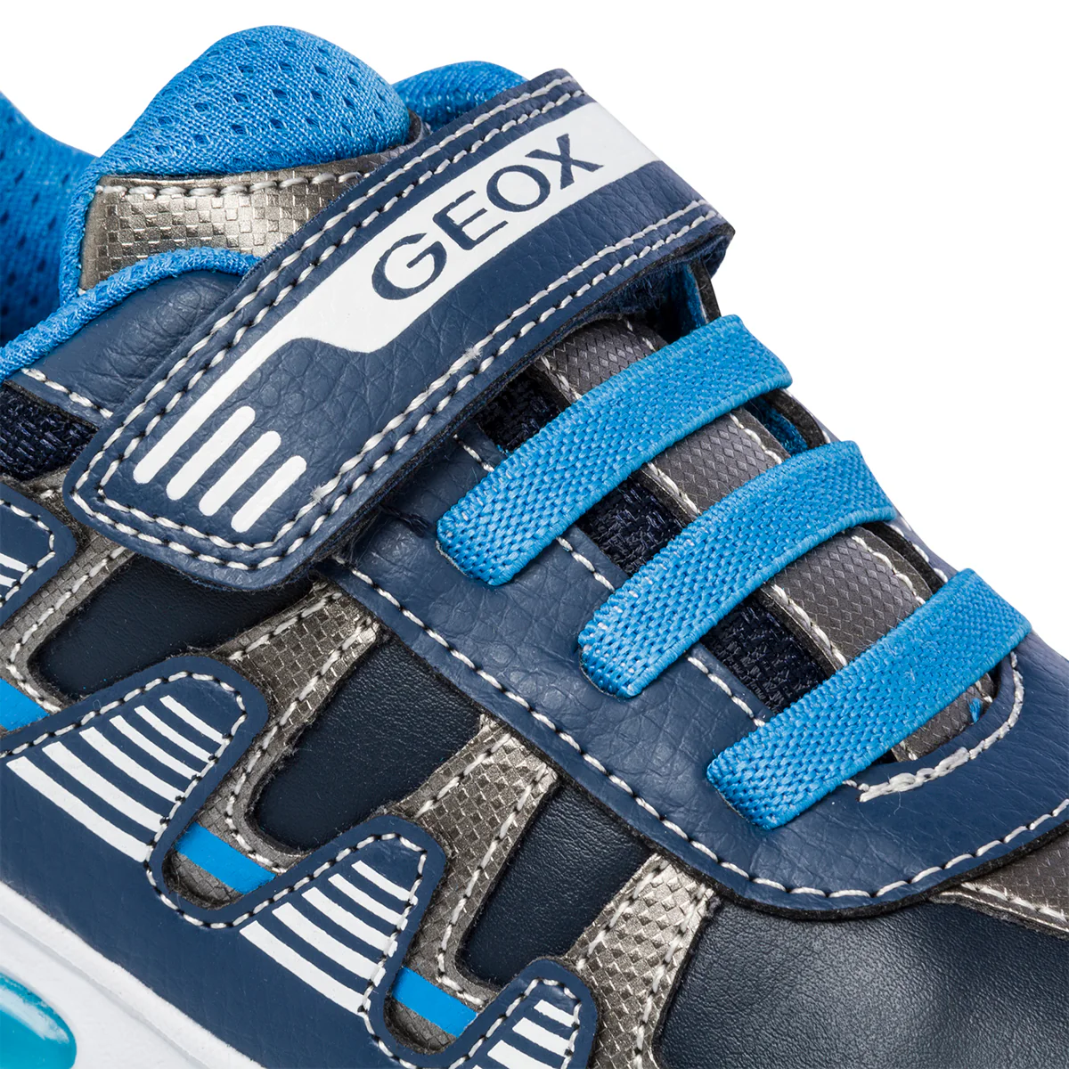 Sneakers blu da bambino con luci nella suola Geox Assister - Image 6
