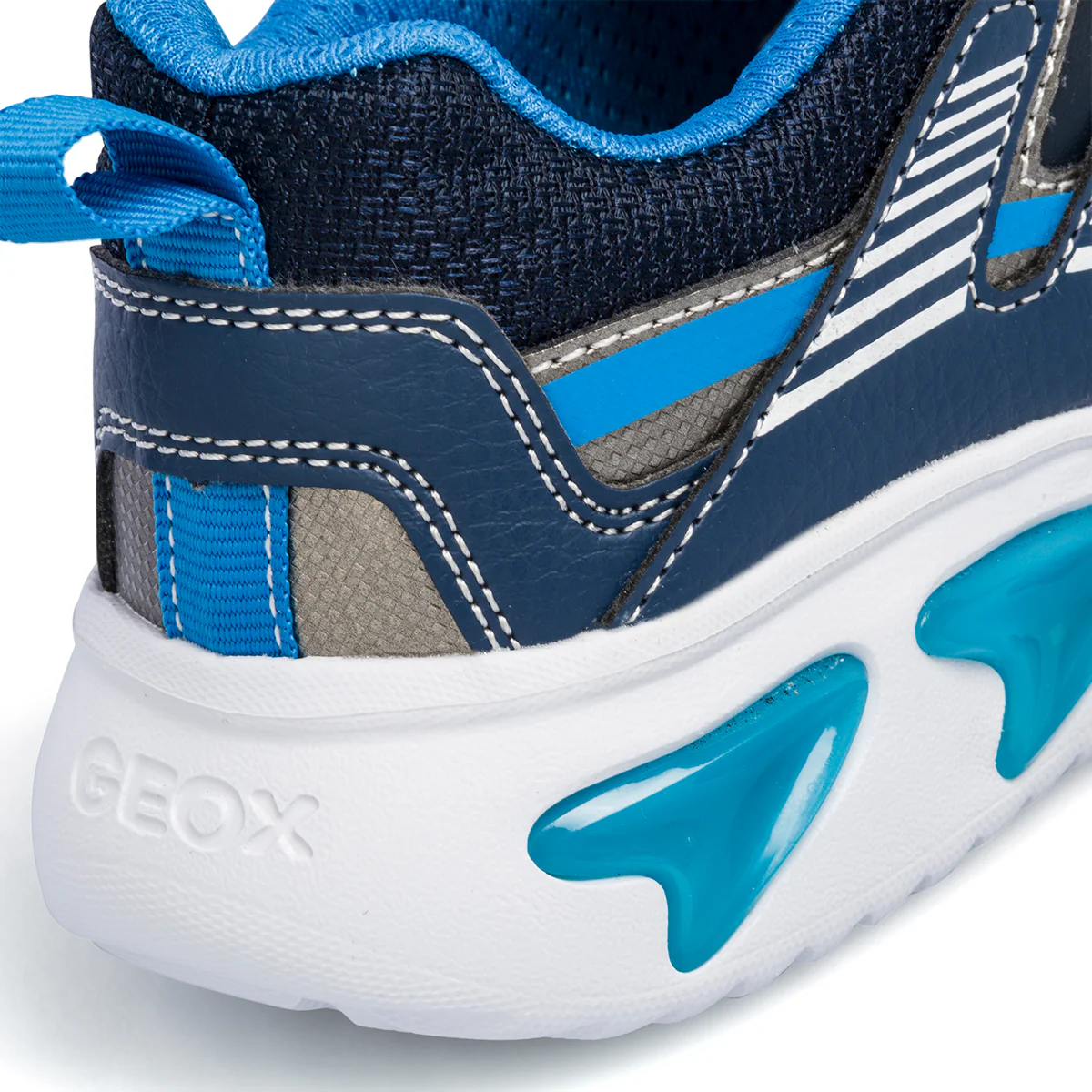 Sneakers blu da bambino con luci nella suola Geox Assister - Image 7