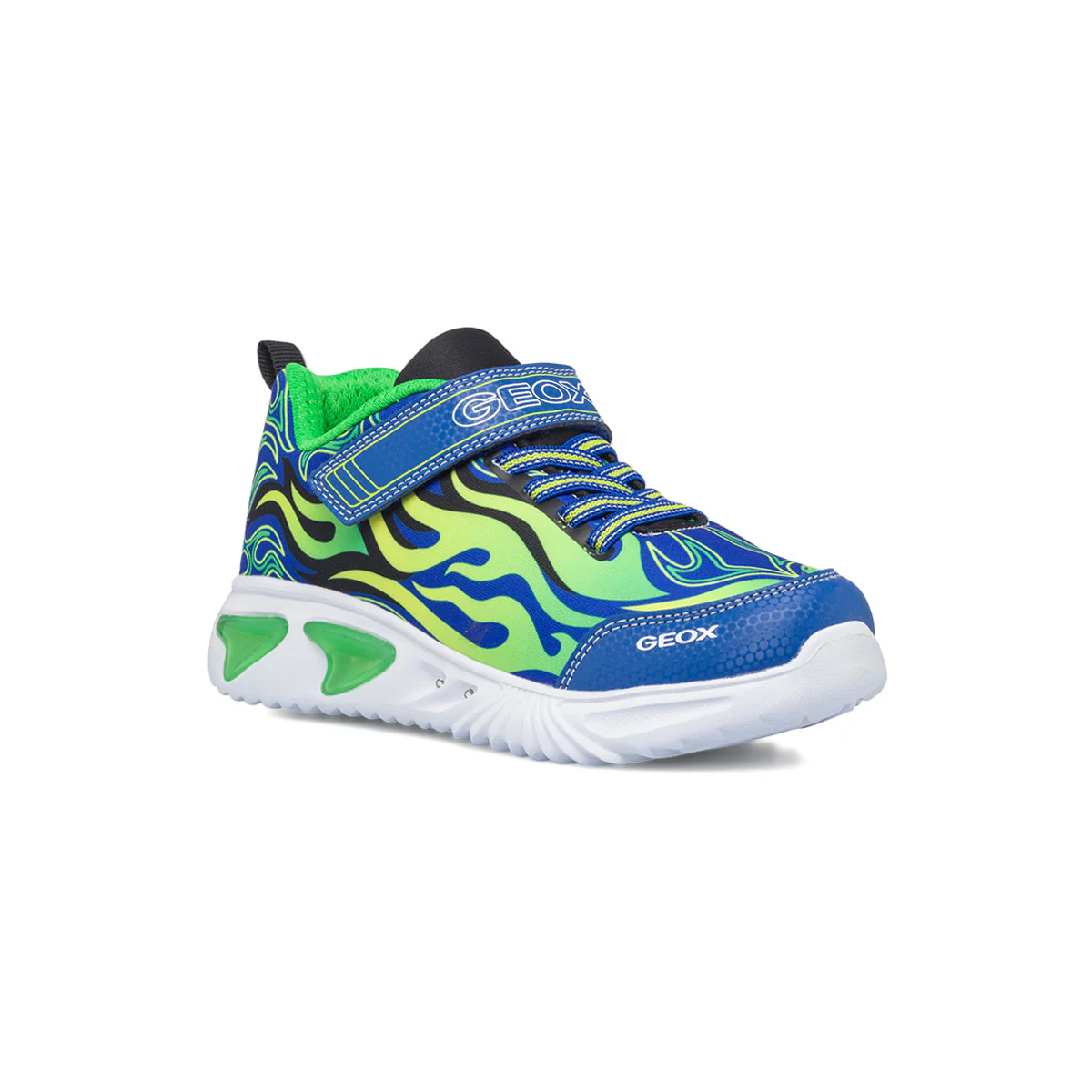 Sneakers blu da bambino con luci nella suola Geox Assister - Image 2