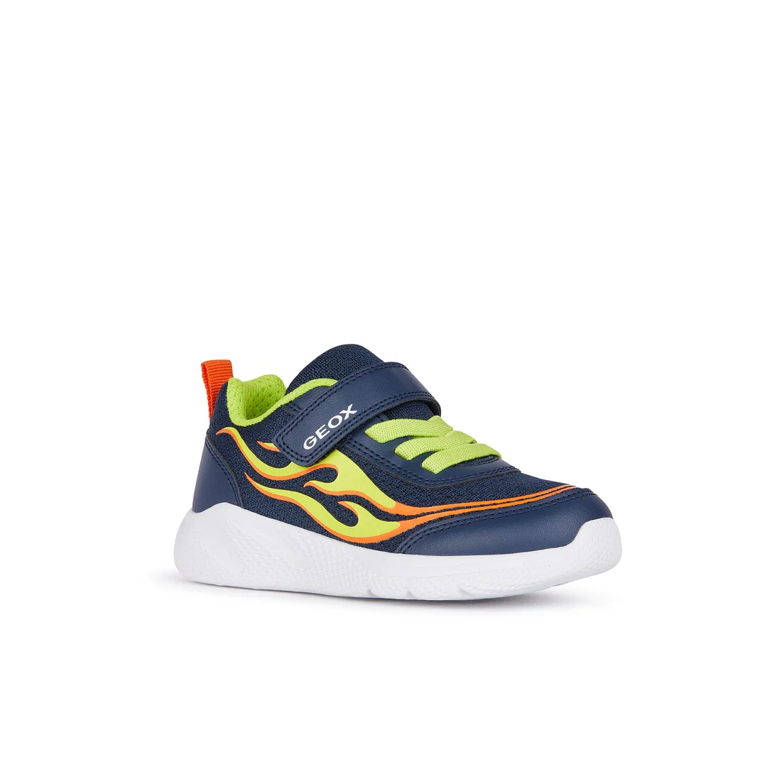 Sneakers blu da Bambino con stampe fiamme e suola traspirante Geox - Image 2