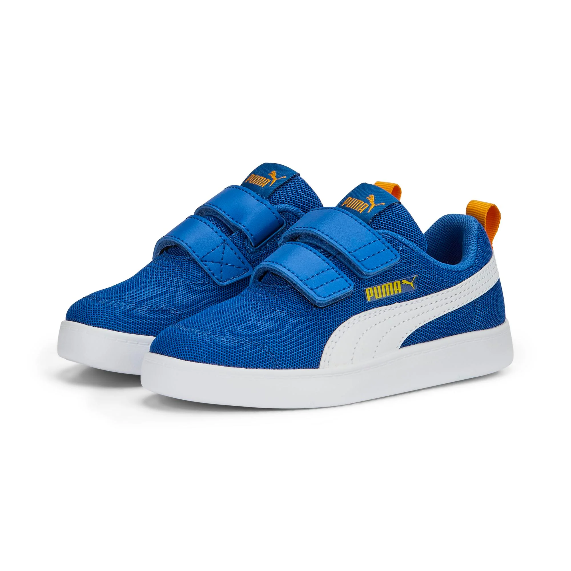 Sneakers blu da bambino con striscia laterale a contrasto Puma Courtflex v2 Mesh V PS