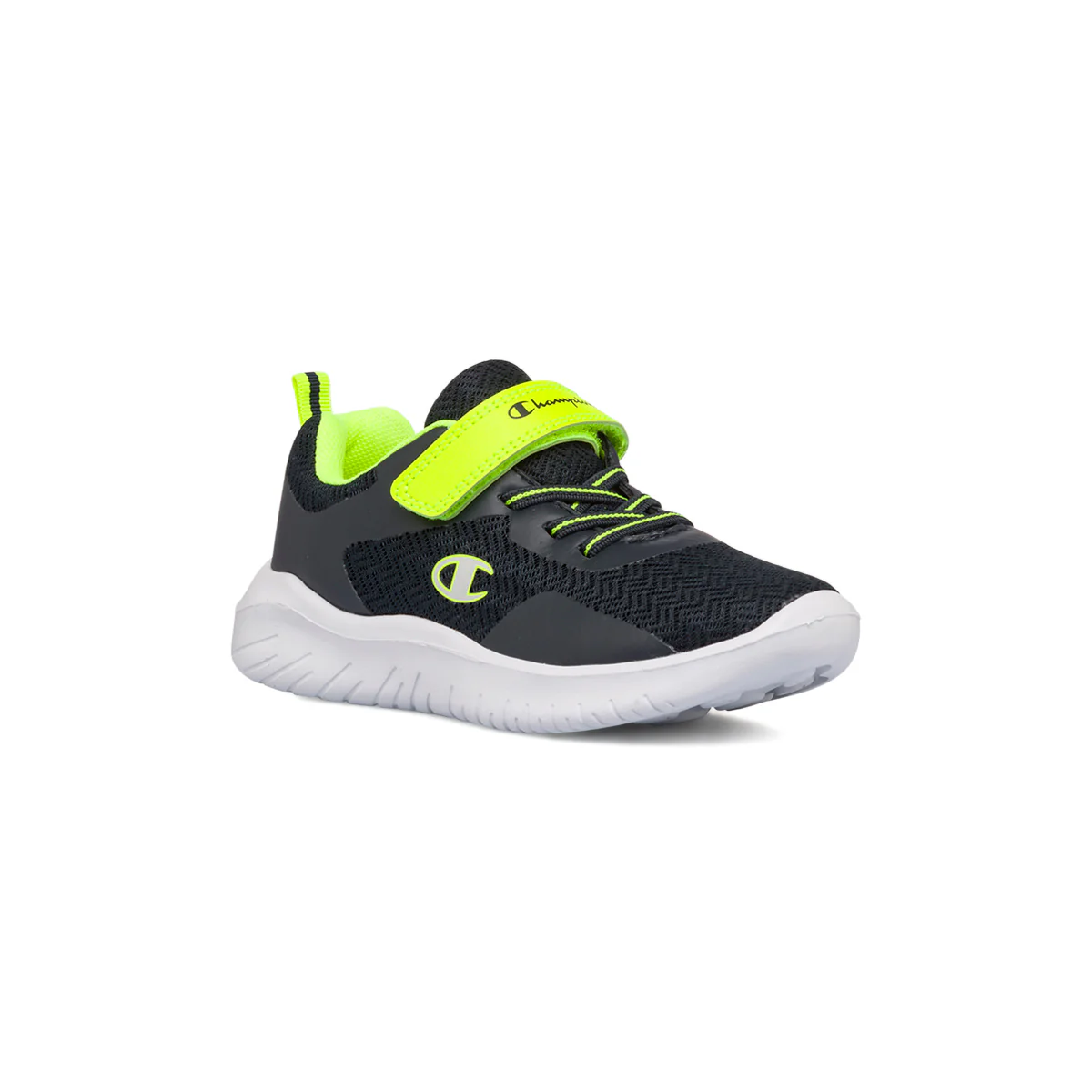Sneakers blu da bambino con velcro e dettagli giallo fluo Champion Softy Evolve B - Image 2