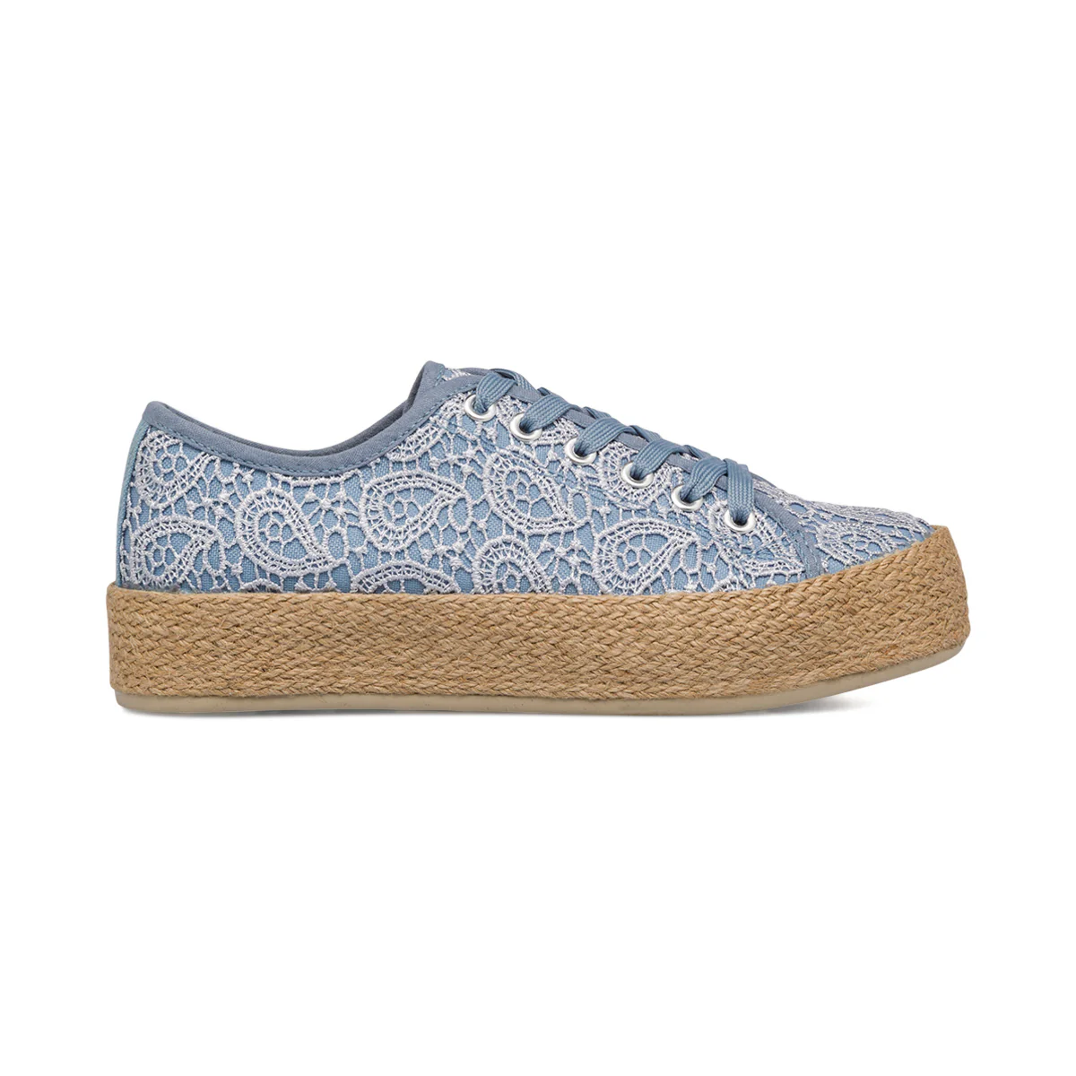 Sneakers blu da donna con suola effetto rafia Lora Ferres