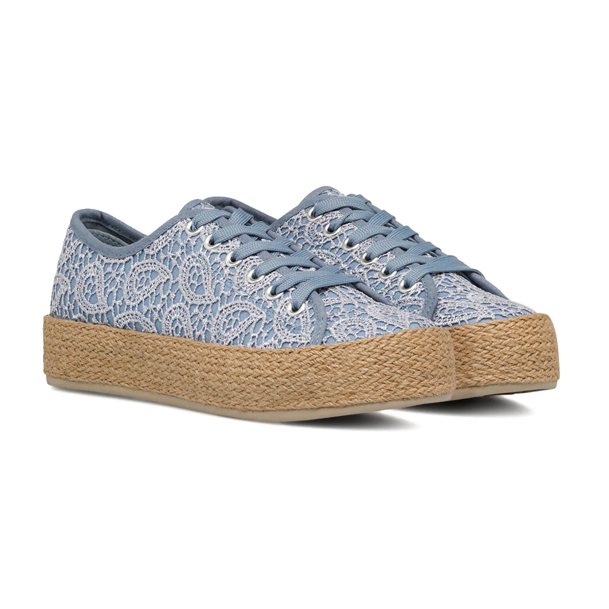 Sneakers blu da donna con suola effetto rafia Lora Ferres - Image 2