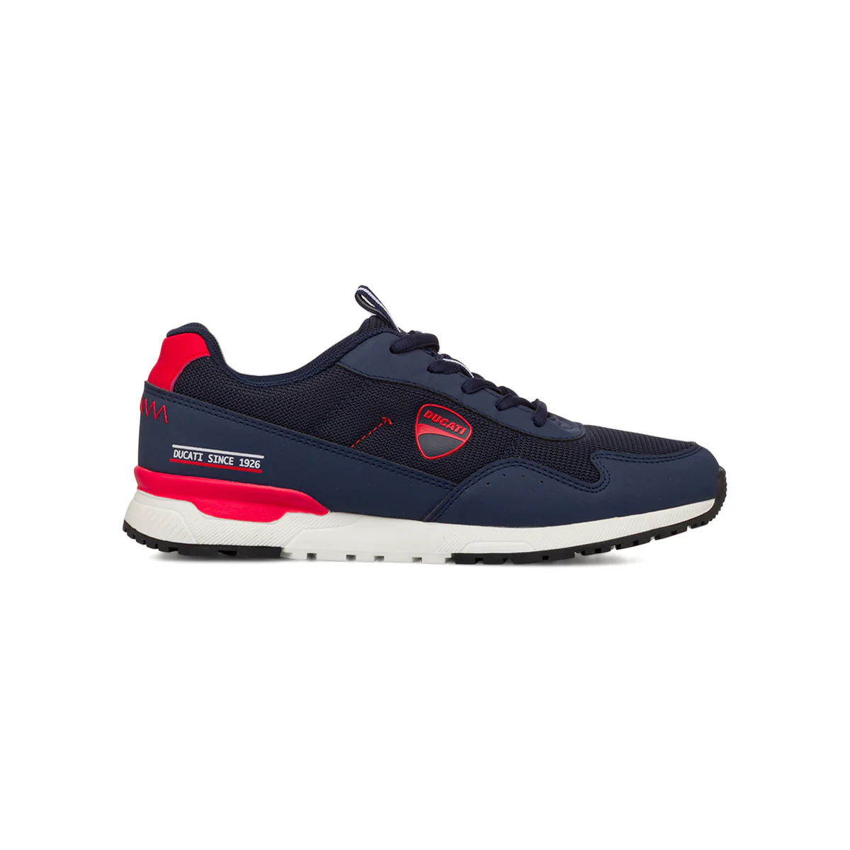 Sneakers blu da ragazzo con dettagli rossi e logo Ducati