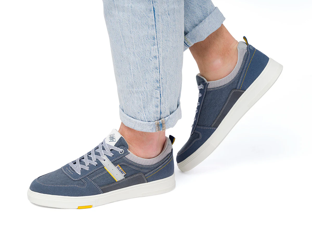 Sneakers blu da uomo con cuciture a vista Glams - Image 2