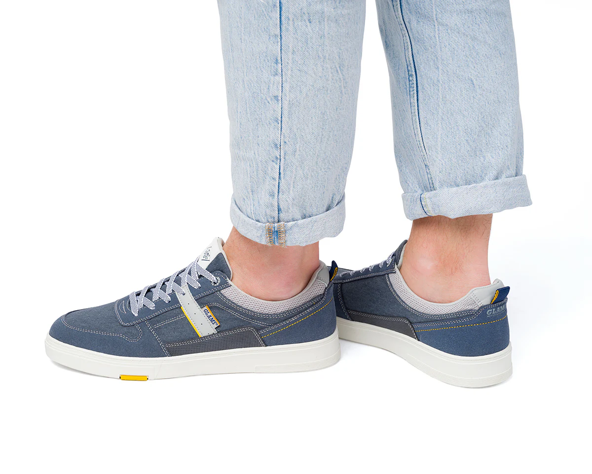 Sneakers blu da uomo con cuciture a vista Glams - Image 3