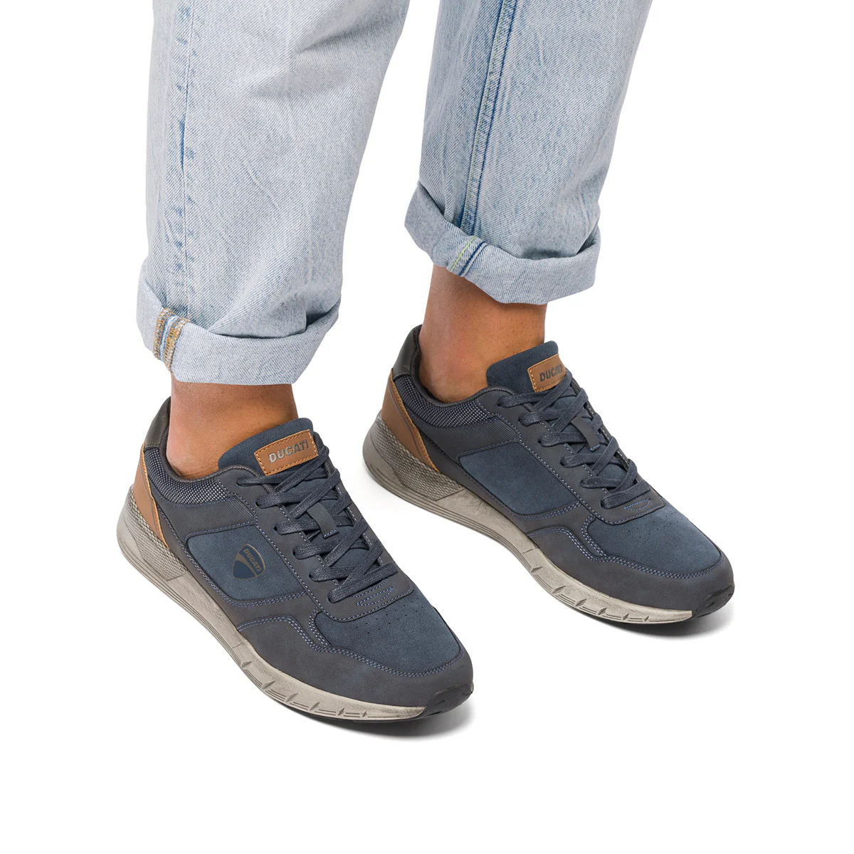 Sneakers blu da uomo con dettagli marroni Ducati - Image 3