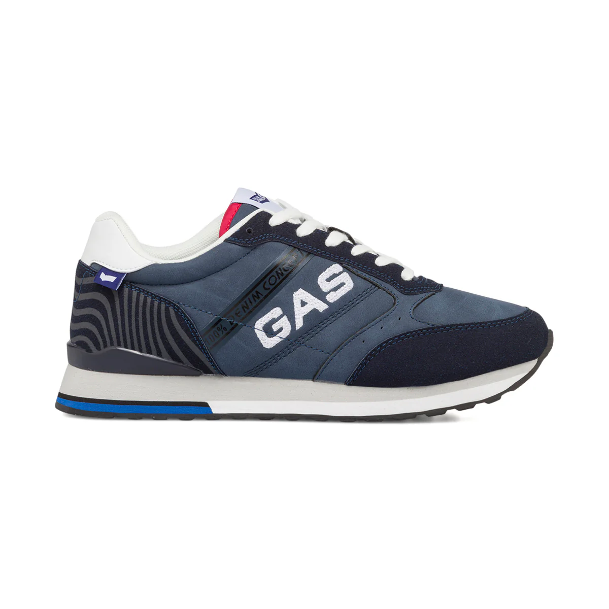 Sneakers blu da uomo con logo laterale Gas