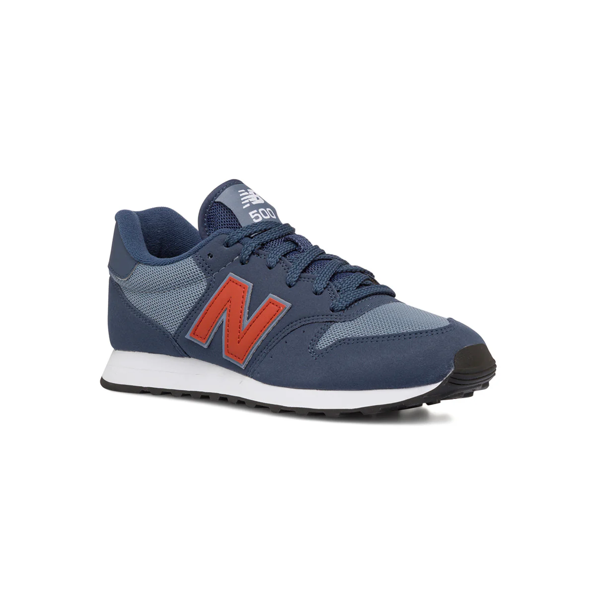 Sneakers blu da uomo in mesh traspirante con dettagli arancioni New Balance 500 - Image 2