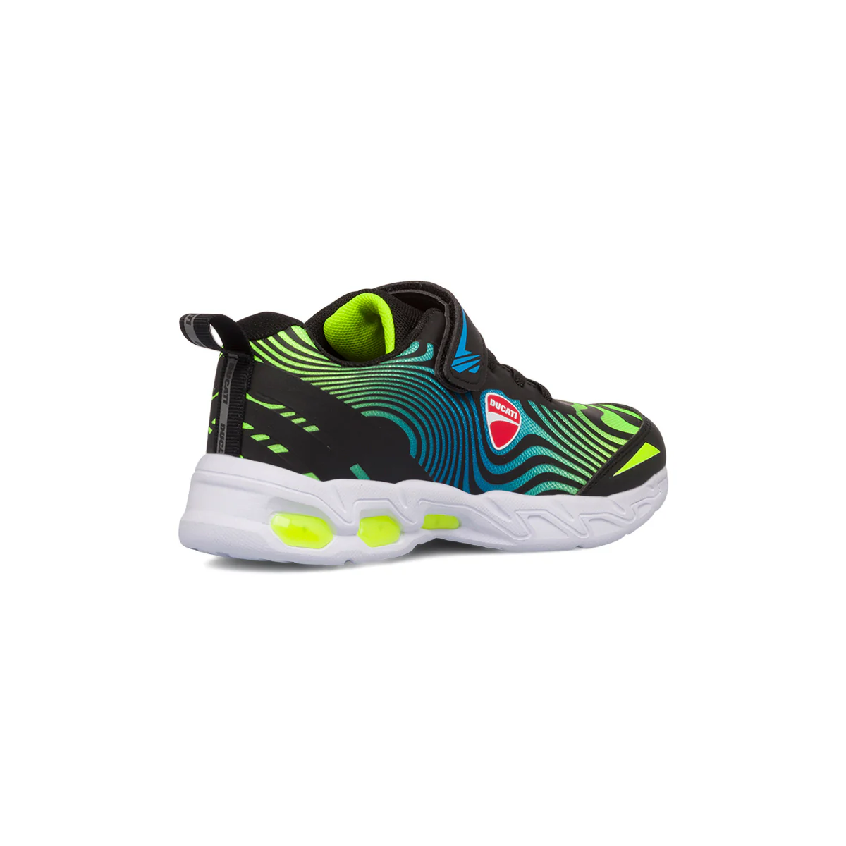Sneakers blu e gialle da bambino con luci nella suola Ducati Glare PS - Image 3