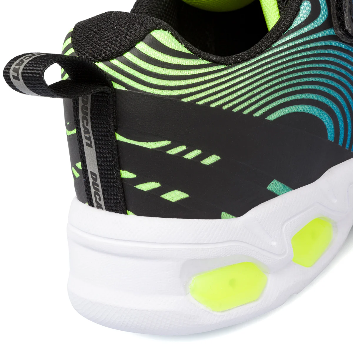 Sneakers blu e gialle da bambino con luci nella suola Ducati Glare PS - Image 7