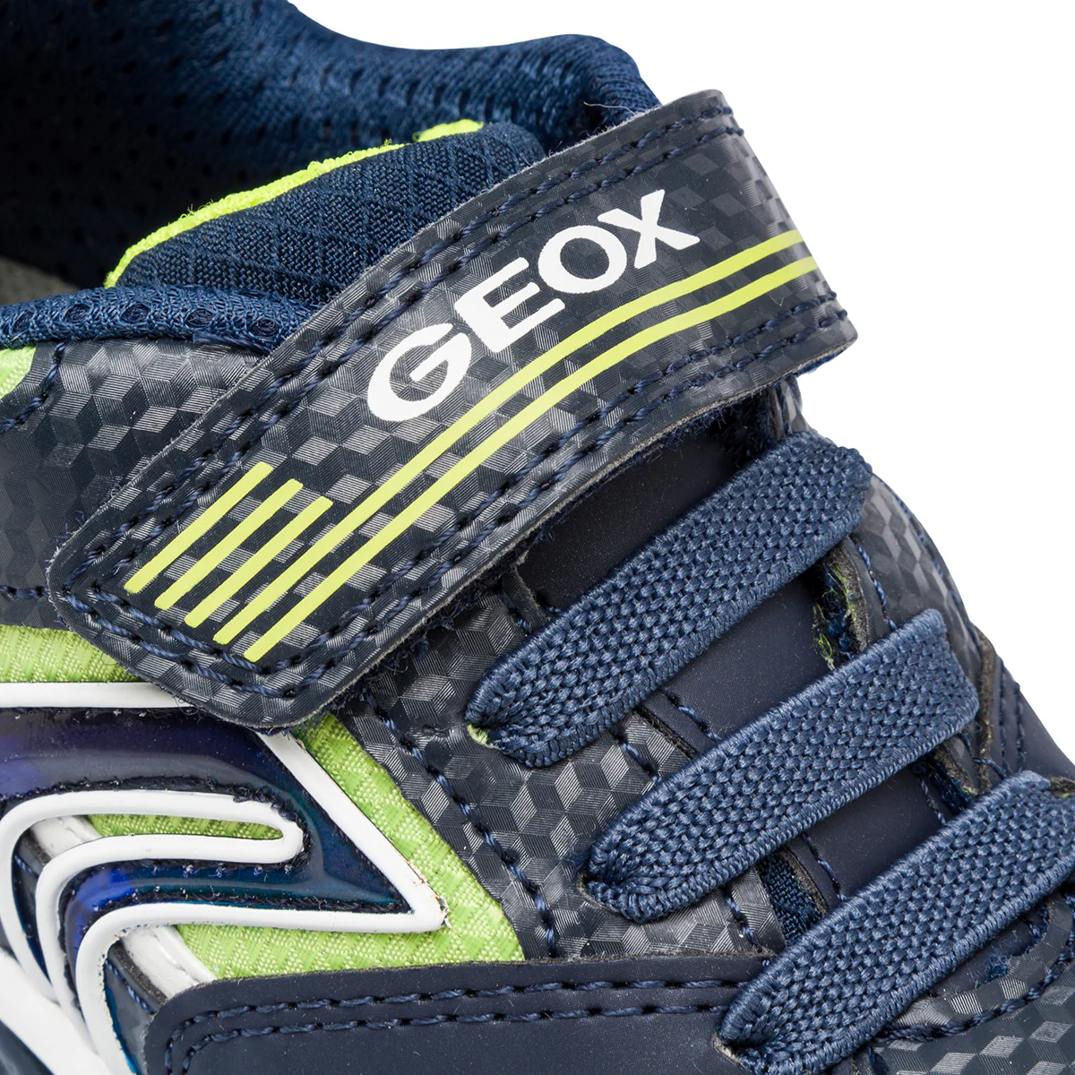 Sneakers blu e lime da bambino con luci nella suola Geox Bayonic - Image 5