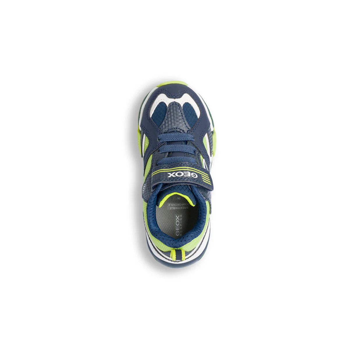 Sneakers blu e lime da bambino con luci nella suola Geox Bayonic - Image 6