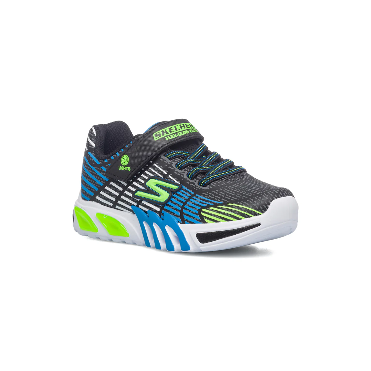 Sneakers blu e nere con luci nella suola Skechers Flex-Glow - Image 2