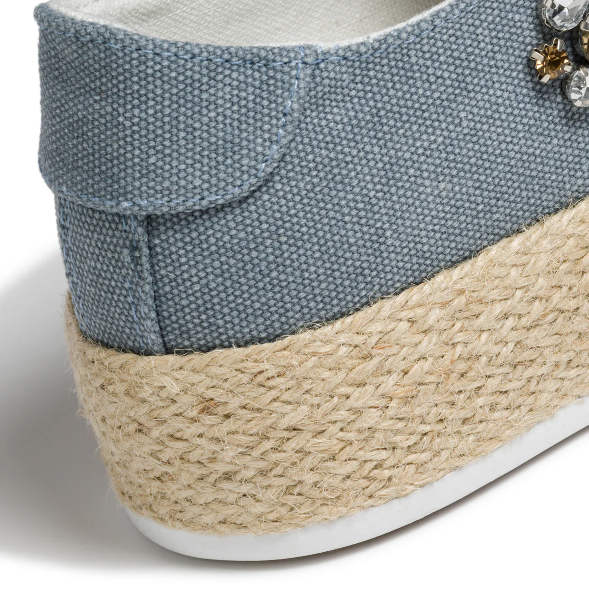 Sneakers blu in canvas con suola in corda e applicazione di perline Lora Ferres - Image 7
