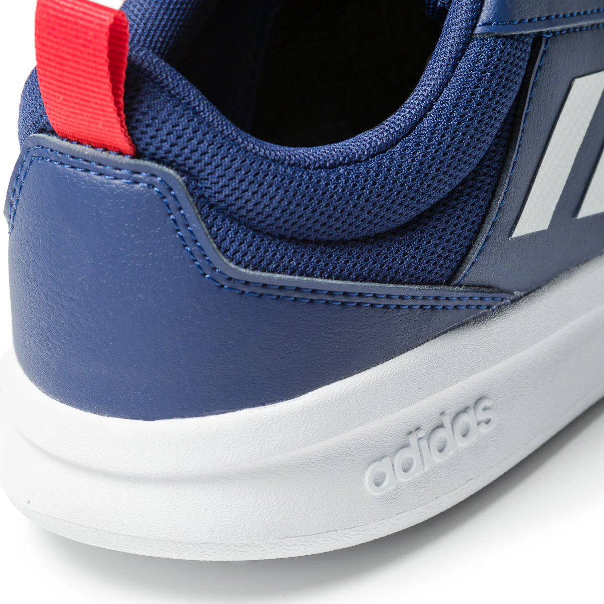 Sneakers blu in pelle e similpelle con strisce laterali a contrasto adidas Tensaur K - Image 7