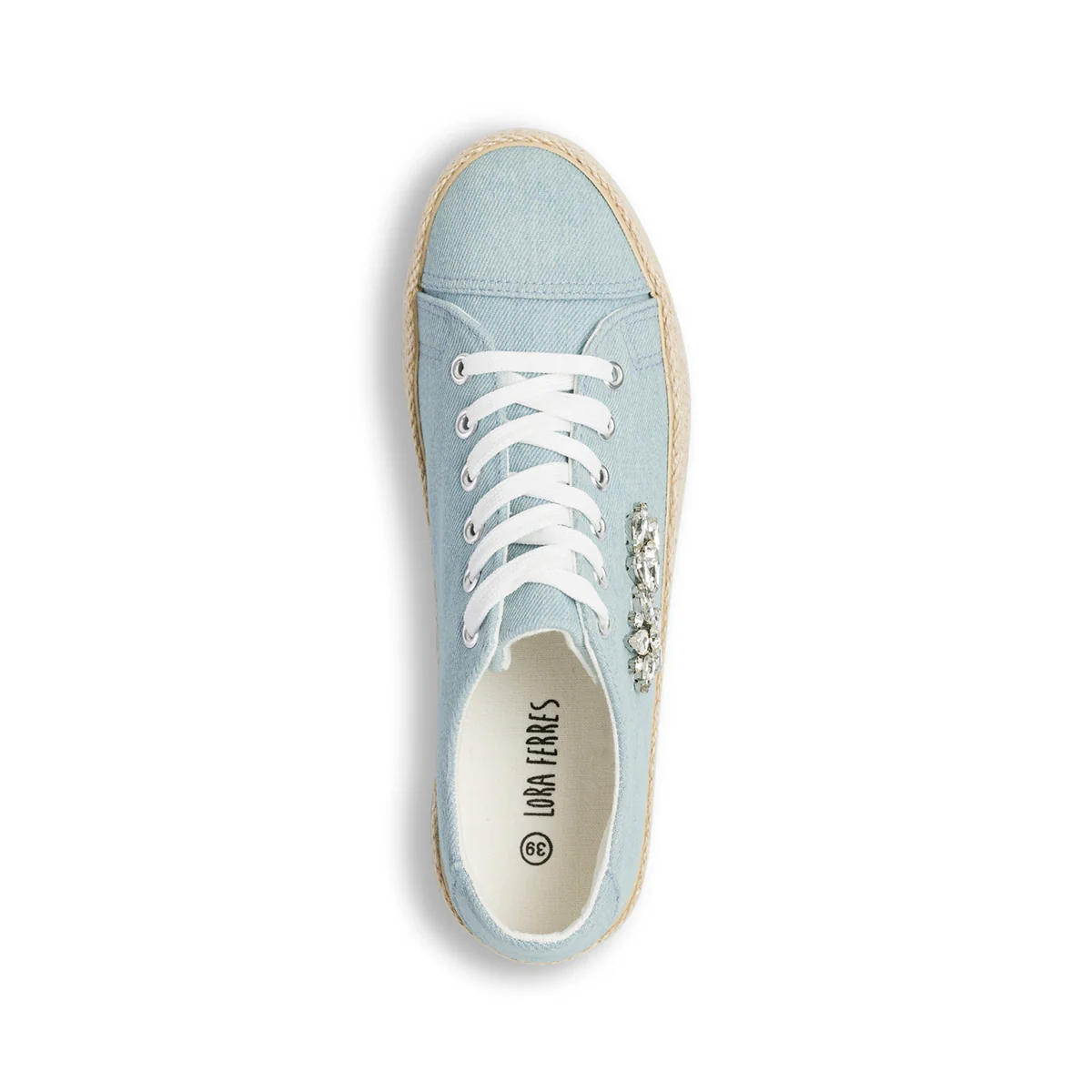 Sneakers blu jeans da donna in canvas con suola in corda Lora Ferres - Image 8