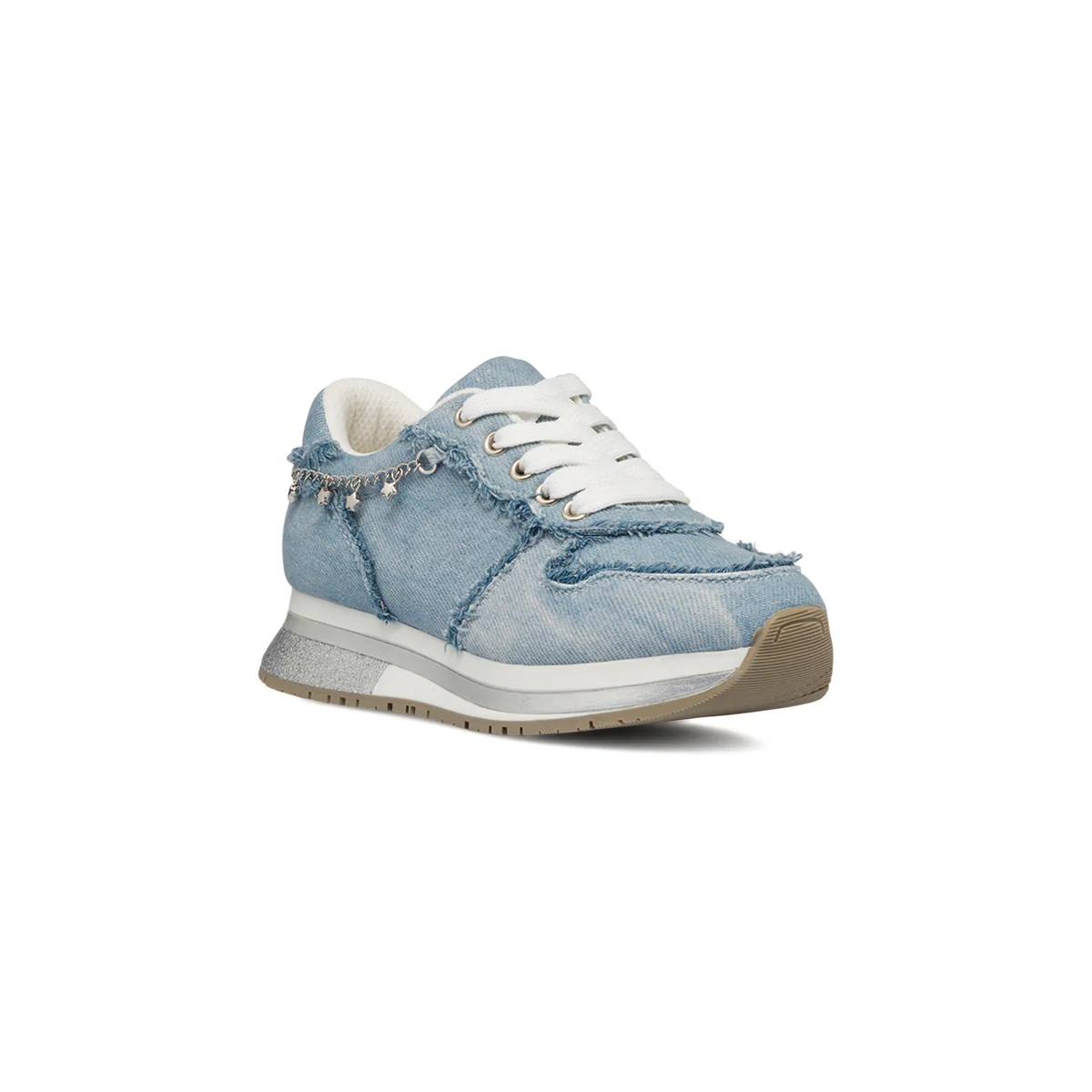 Sneakers blu jeans da ragazza con frangette e catenina Swish Jeans - Image 2