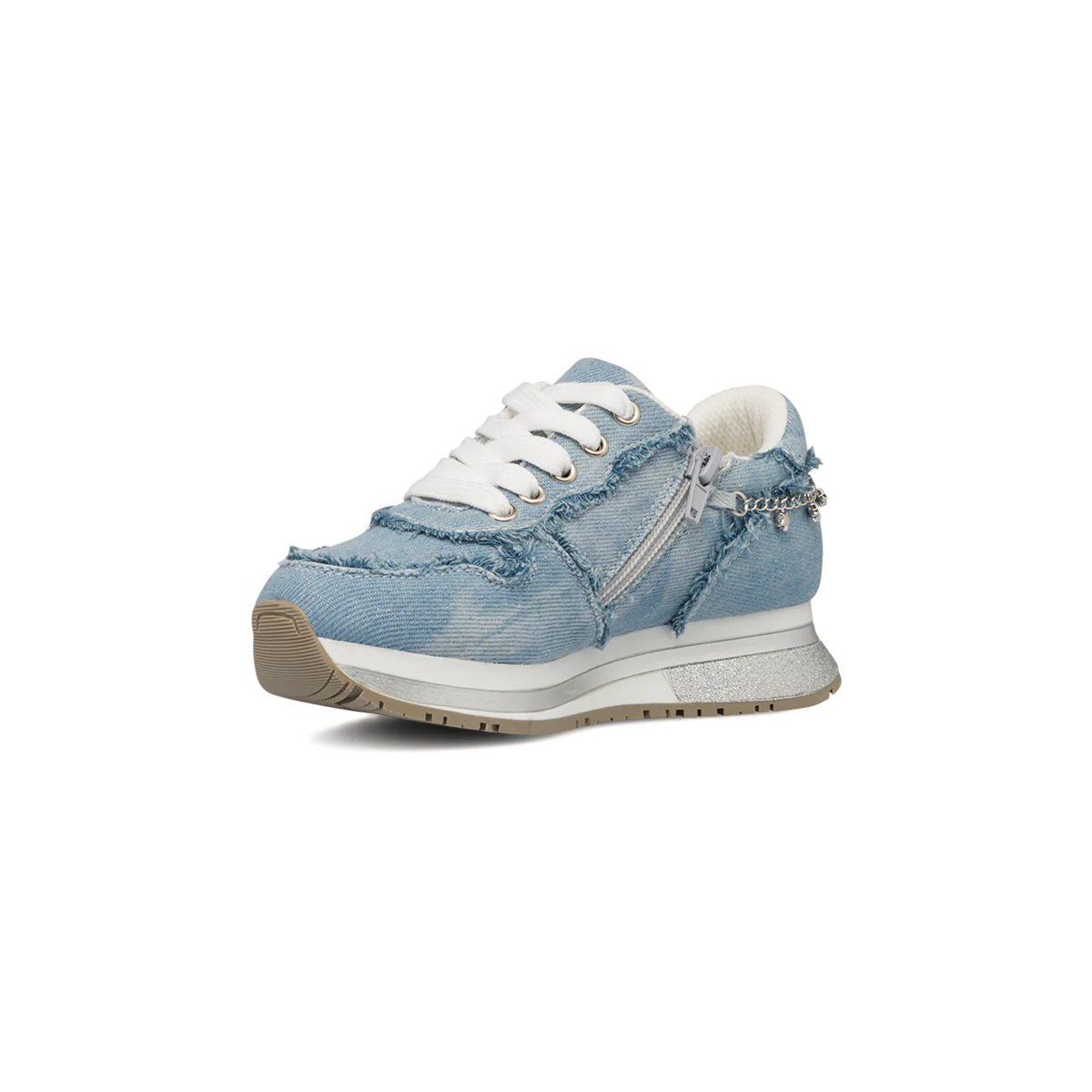 Sneakers blu jeans da ragazza con frangette e catenina Swish Jeans - Image 4