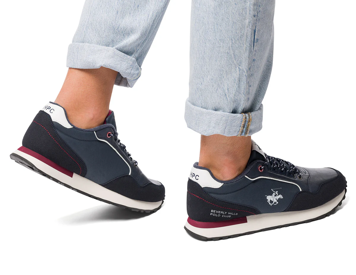 Sneakers blu navy da uomo con logo laterale Beverly Hills Polo Club - Image 2