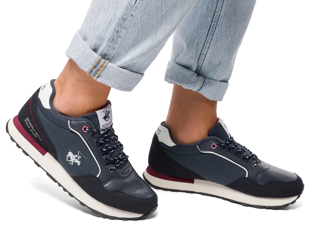 Sneakers blu navy da uomo con logo laterale Beverly Hills Polo Club - Image 3