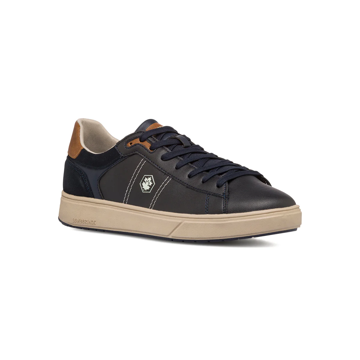 Sneakers blu navy da uomo in pelle con dettagli in marrone Lumberjack Marvin - Image 2